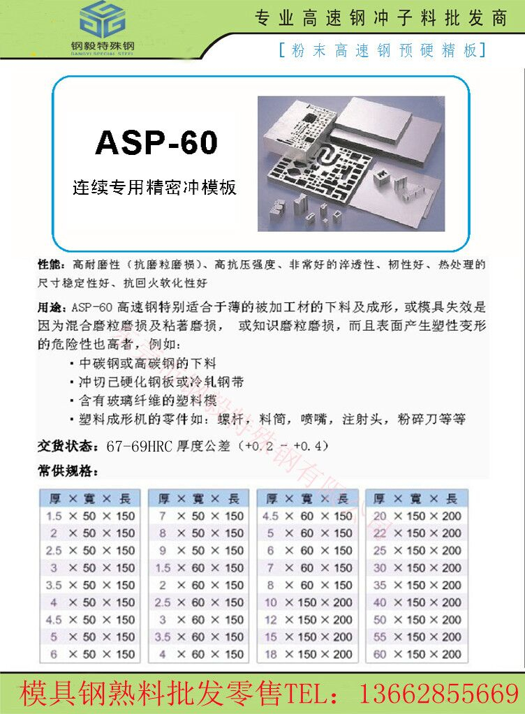 ASP60粉末高速钢介绍